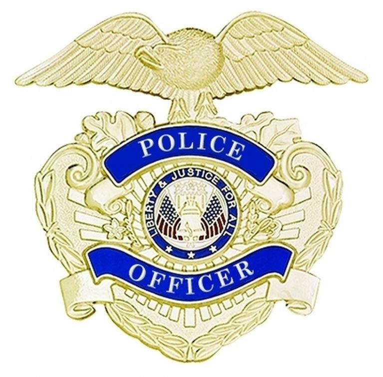 POLICE OFFICER METAL HAT BADGE - BRASS.